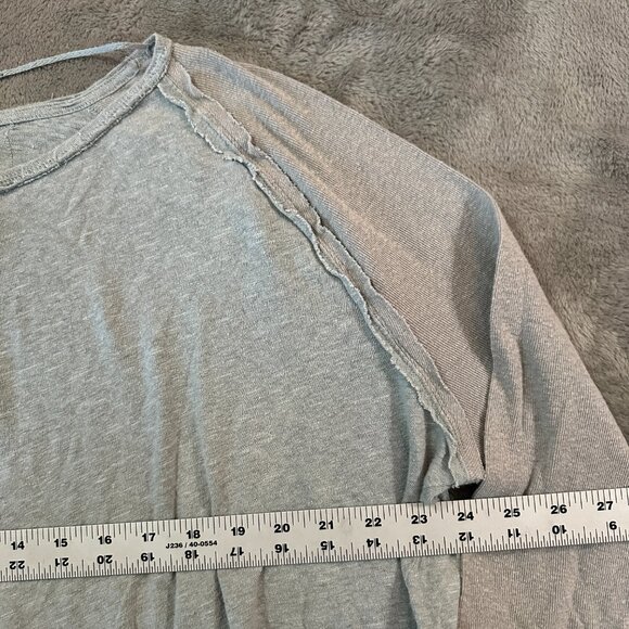 Free People We The Free Grand Slam Linen Blend Shirt Top SMALL Gray Blue - Picture 4 of 5